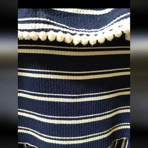 Girls cold shoulder blue and white stripe dress with back button closure. 3/$15 - Picture 6 of 6